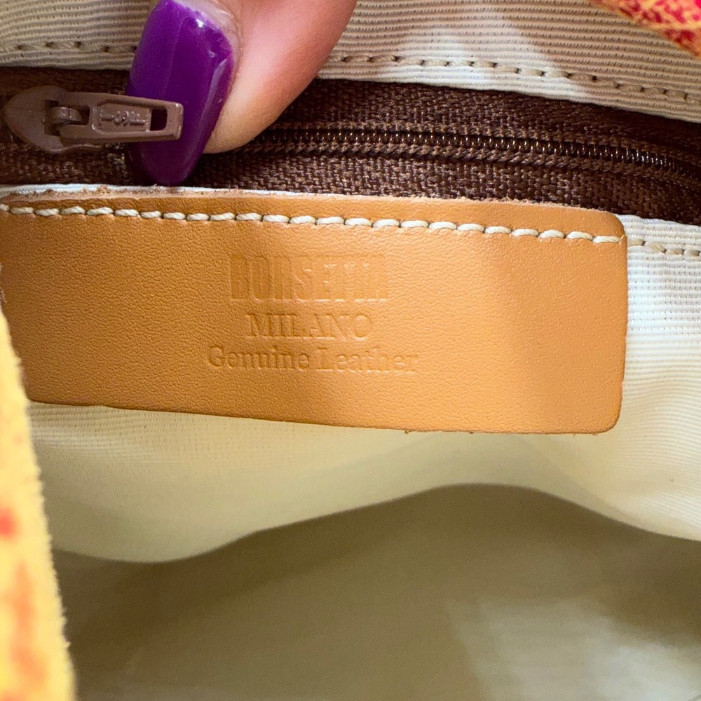 Floral Multicolor Italian Leather Shoulder Bag - Picture 9 of 11